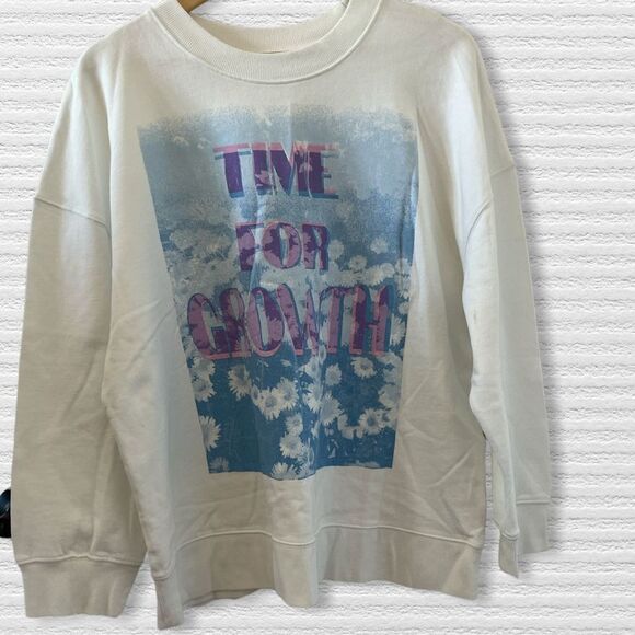 NWOT B.P. Women's Sweatshirt Crew Neck Time for Growth - Size XL - White - Picture 1 of 4